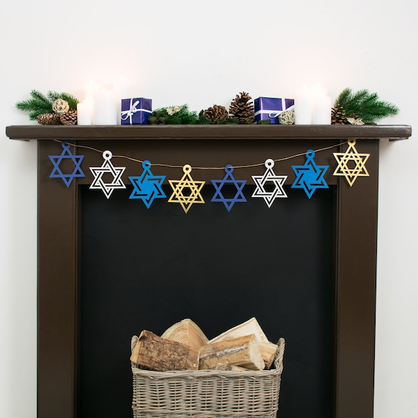 Large Star of David Hanukkah Garland, Hanukkah Decorations, Jewish Holiday Decorations