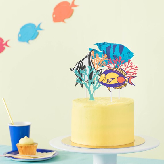 Unter Dem Meer Geburtstag Cake Topper Tropischen Fisch Kuchen Etsy