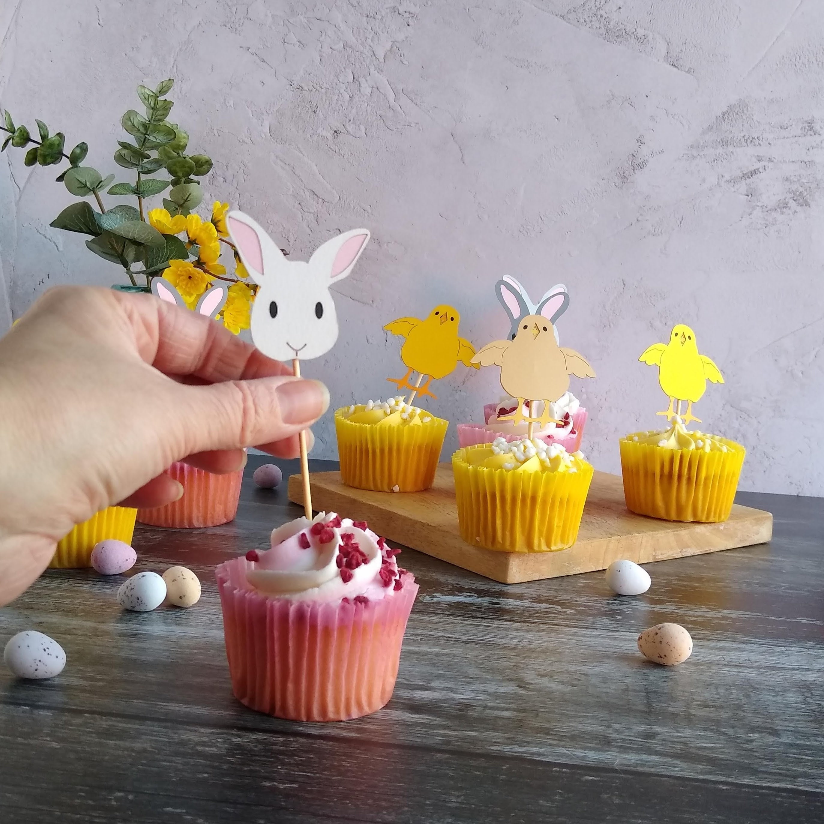 Easter Cupcake Toppers Eco Friendly Easter Decorations Etsy
