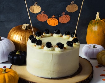 Pumpkin Cake Topper: Autumn Thanksgiving Cake Bunting