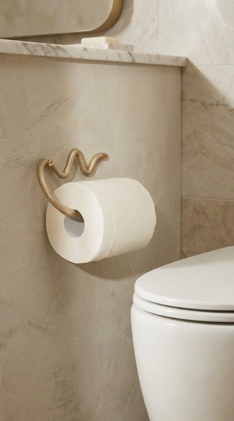 Wavy Brass Toilet Paper Holder | Modern Minimalist Japandi Bathroom ...