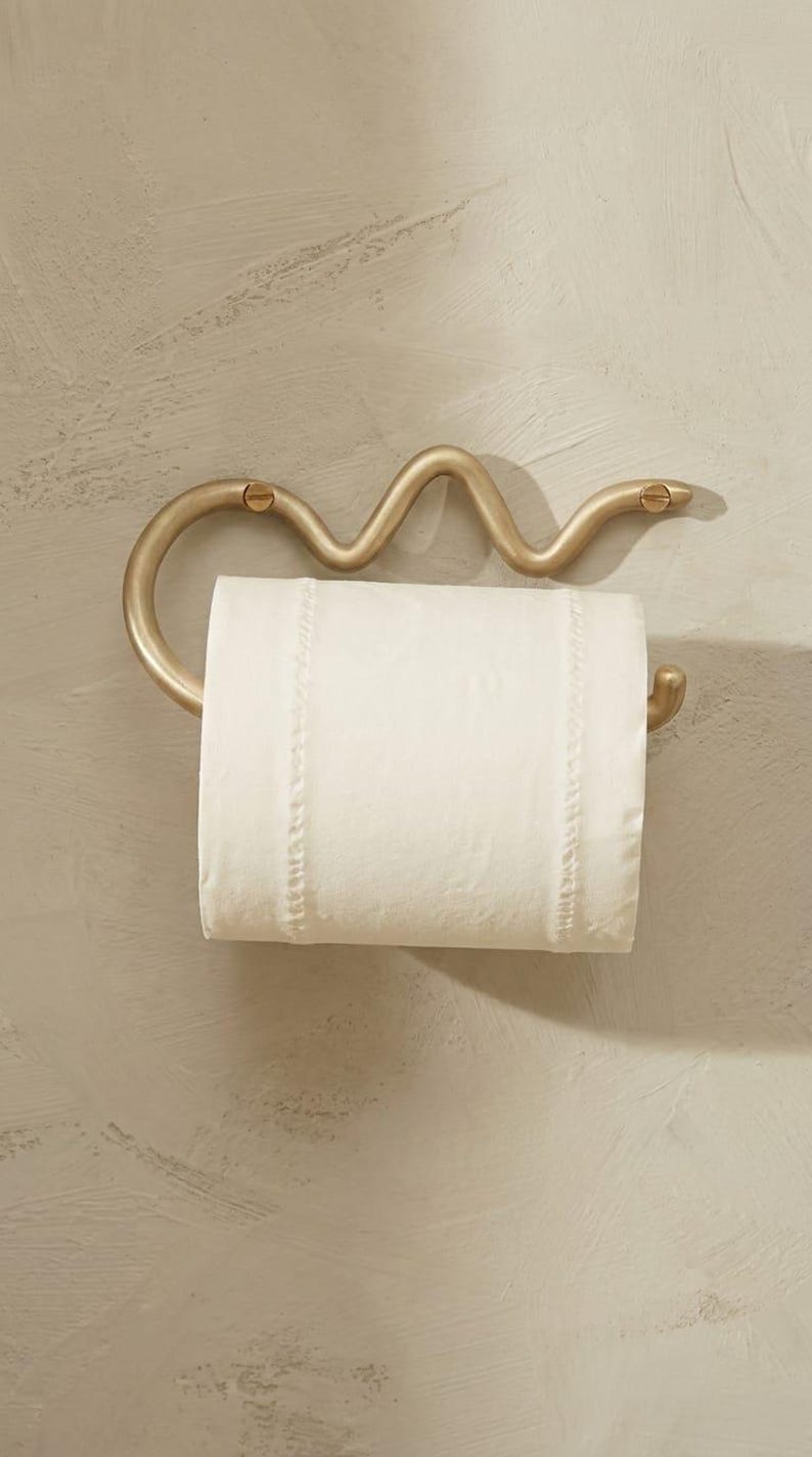 Wavy Brass Toilet Paper Holder | Modern Minimalist Japandi Bathroom ...