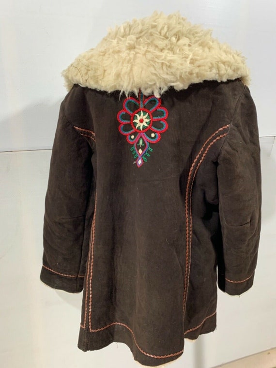 Vintage Embroidered Shearling Afghan Jacket Coat … - image 3
