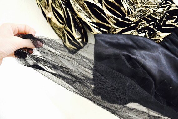 80s Metallic Prom Dress Black and Gold by Halston… - image 8