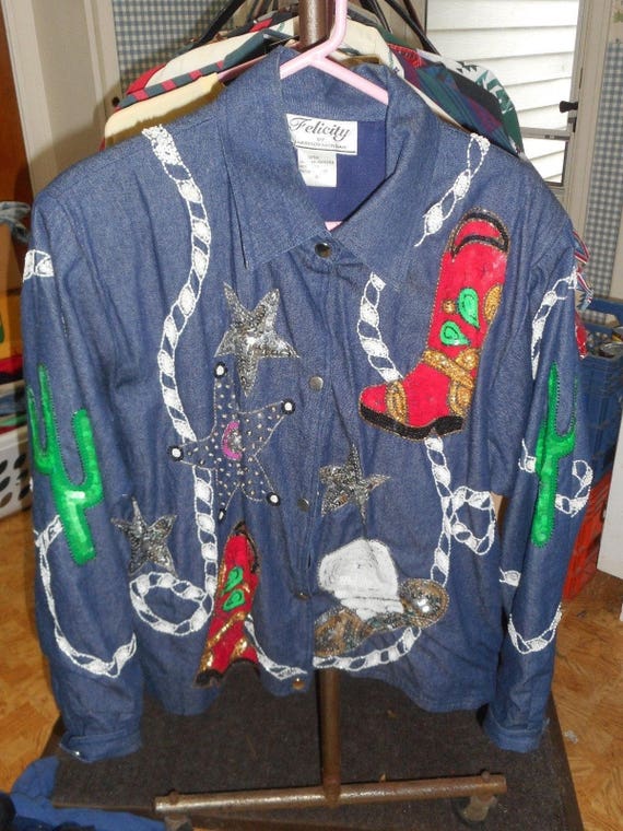 sequin denim shirt