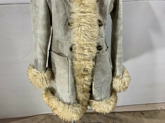 Vintage Grey Shearling Afghan Jacket Coat Small M… - image 2