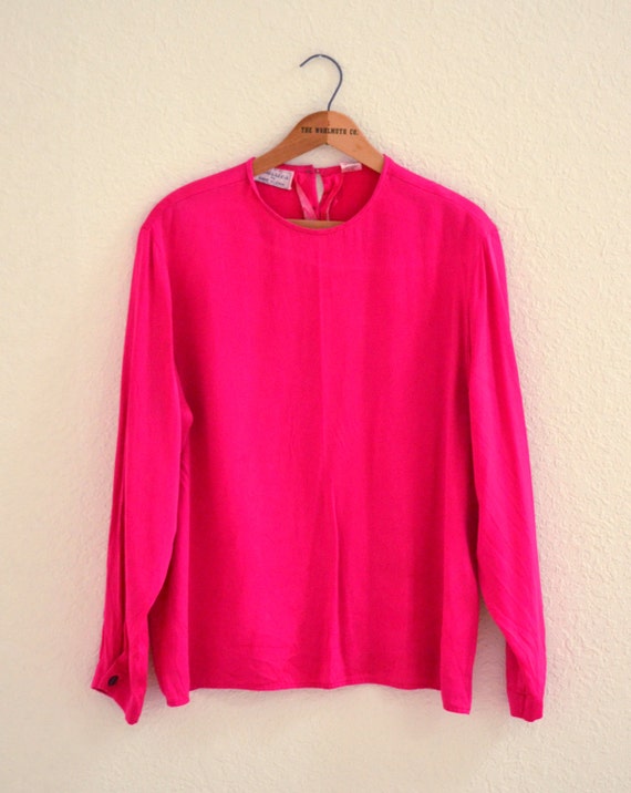 Vintage Silk Shirt Pink Fuchsia Vintage Magenta Pink Silk | Etsy