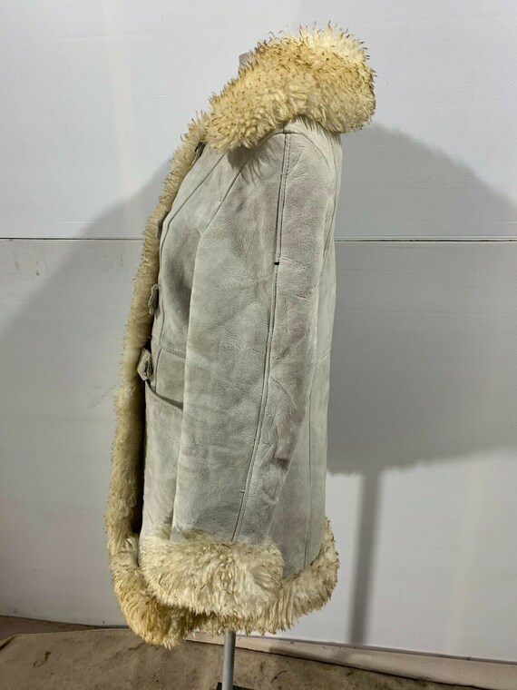 Vintage Grey Shearling Afghan Jacket Coat Small M… - image 3