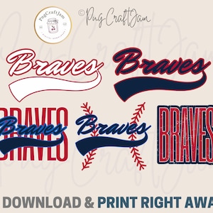 Design de sublimation pour baseball Red Navy Braves (PNG SVG), casquette de sport rétro à télécharger, fichier de découpe PNG pour t-shirt de supporter des Braves d'Atlanta