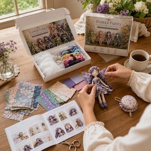 Patchwork Feen DIY Kit, Anfänger Nähen Bastelkit, Fairy Doll Making Kit, Geschenk für Handwerksliebhaber, Ozeanblume Mondlicht
