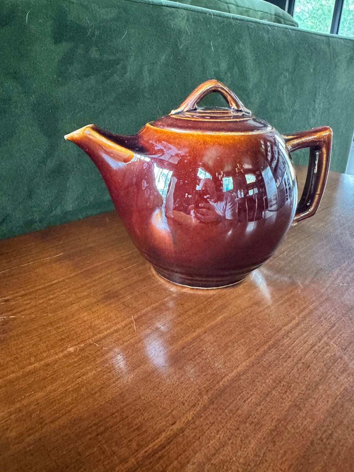 Vintage McCoy Brown Art Deco Teapot with Lid (1940s-1950s)