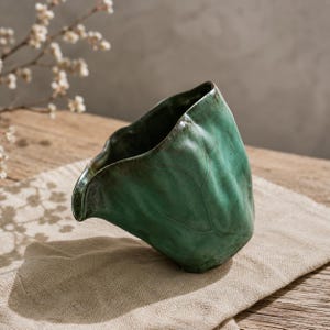 Handmade Pottery Tea Pitcher, Green Ceramic Gong Dao Bei, Japanese Tea Ceremony Accessories, Rustic Tea Server, Tea Lover Gift