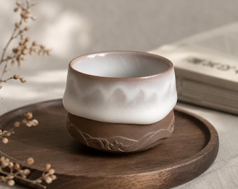 Handgemachte Keramik Teetasse, Berg Glasur Teetasse, Handgemachte Keramik Teeschale, Wabi Sabi Geschirr, Geschenk für Tee-Liebhaber