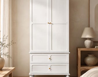 Mid Century Modern Armoire Wardrobe Closet Wooden Storage Cabinet