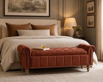 Tufted Storage Ottoman Bench End of Bed Bench Upholstered Bedroom Entryway