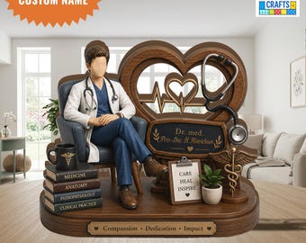 Personalized Doctor Wooden Block, Custom Medical Professional Gift, Healthcare Graduation Keepsake, Doctor Office Desk Plaque