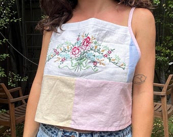 Tie Cami - Embroidered Colorblock - S