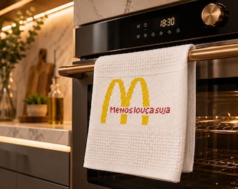 Embroidered Kitchen Towel - Less Dirty Dishes | Funny Kitchen Towel | Handmade Cross Stitch Gift