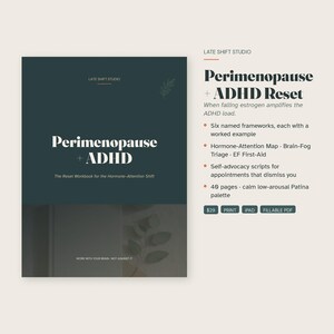 Perimenopause + ADHD Reset Workbook | Midlife ADHD Women's Planner for Brain Fog & Executive Function | Print + Fillable PDF