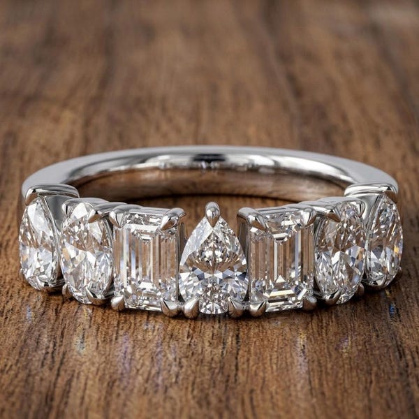 Lab Diamond Wedding Ring For Woman: 925 Sterling Silver Anniversary Gift Ring