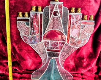 Handmade STAINED GLASS MENORAH