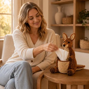 Beaded Animal Tissue Box Cover, Kangaroo Elephant Pelican Decor, Whimsical Home Accent