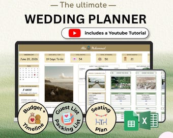Ultimate Wedding Planner Digital Spreadsheet, Wedding Budget Planner, Checklist, Seating Chart, Timeline & Itinerary, Google Sheets  Excel