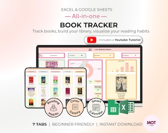 Book Tracker Reading Log Book Review Book Lover Gift Books Read This Year Reading Tracker Excel Google Sheets