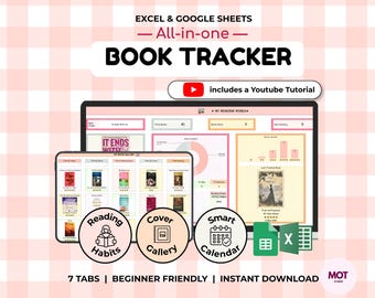 Book Tracker Spreadsheet | Reading Log and Habit Tracker for Google Sheets & Excel | Digital Book Journal, Gift for Book Lovers