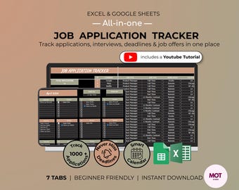 Job Application Tracker Spreadsheet | Google Sheets, Excel Template| Interview, Offer Organizer, Job Offer  (Instant Download)
