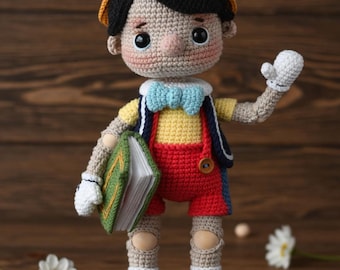 Pinocchio Crochet Pattern PDF – Amigurumi Doll, Wooden Boy Plush Toy, Instant Download
