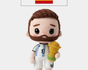 Messi Crochet Pattern (Spanish Pattern) PDF – Amigurumi Soccer Doll, Football Player Lionel, Instant Download