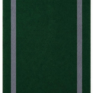 May include: A rectangular area rug featuring a deep forest green field with a solid, medium gray border frame set inward from the outer edge. The rug has a uniform, short-pile texture throughout, creating a clean, geometric design with sharp corners.