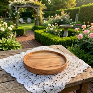 Rond houten dienblad, decoratief dienblad voor de salontafel, houten dienblad voor huisdecoratie, klein kaarsendienblad