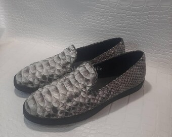 Natural Handmade Python Skin Loafers | Men's Formal Shoes | Artisan Leather Gift
