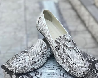 Natural Handmade Python Skin Loafers | Men's Formal Shoes | Artisan Leather Gift