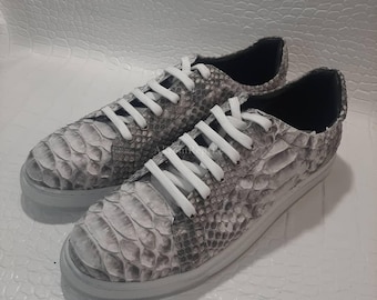 Natural Handmade Python Skin Sneakers | Women's & Men's Shoes | Artisan Leather Gift