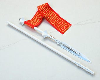 Handmade 81" Carbon Steel Fantasy Spear | Norse Warrior Cosplay Prop Banner