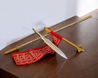 Gold Plated Draupnir Spear Replica: God of War Ragnarok Cosplay Prop Banner