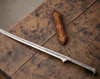 Elven King Thranduil Sword Replica | Stainless Steel Engraved Blade, Wood Handle (Wall Hanging)
