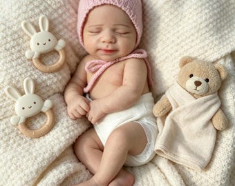 13 Inch Full Silicone Reborn Baby Doll Girl, Handmade Lifelike Newborn Doll, Soft Silicone Baby,Realistic Baby Doll, Birthday Christmas Gift
