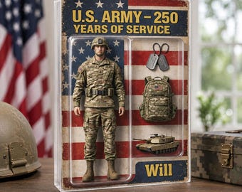 Custom Army 250 Years of Service Plaque, Personalized Soldier Action Figure Acrylic Block, Veteran Toy Desk Decor, Military Him, GIFT 2026