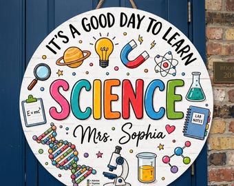 Personalized Science Teacher Wood Sign, Custom Classroom Door Decor, STEM Lab Wall Art, Teacher Appreciation Gift, GIFT 2026, Name Sign