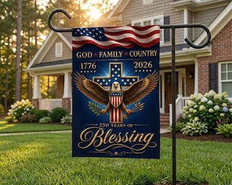 Patriotic Garden Flag, Christian Eagle Cross Decor, 1776 2026 Anniversary Banner, 250 Years American Yard Flag, GIFT 2026, Faith Family Gift