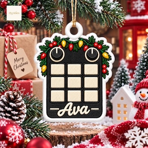 Personalized Music Sampler Pad Holly Lights Ornament, Christmas Beat Maker Embroidered Decor, Custom Name Musician Keepsake, GIFT 2026