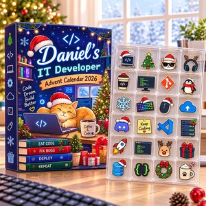 Personalized IT Developer Advent Calendar 2026, Programmer Christmas Gift, Tech Lover Present, Coding Coworker Gift 2026