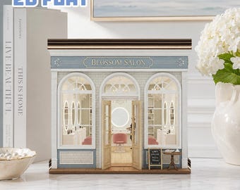 Houten blok houten kapstok, aangepaste bloesem salon storefront plaquette, 2D plat bord kappersbureau, cosmetologie cadeau haar, cadeau 2026