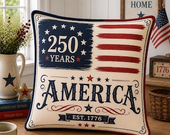 America 250 Pillow, Patriotic Throw Pillow, USA 250 Years Decor, 4th of July Cushion Cover, GIFT 2026, Americana Home Gift for Family Him