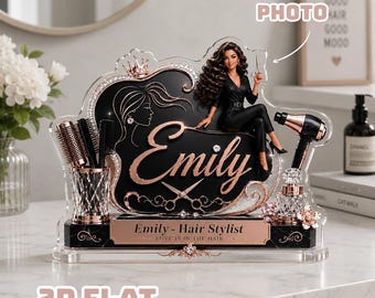 Custom Hair Stylist Acrylic Plaque, Personalized Hairdresser Desk Sign, Salon Welcome Plaque, Cosmetology Graduation Gift, GIFT 2026