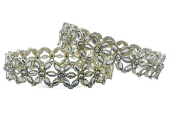Indian Gold Plated Bangles/wide Tribal Bracelet /Statement Jewelry/Gift For women